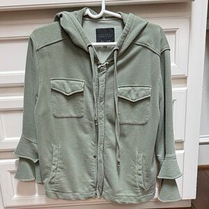 Sanctuary Sage Green Hooded Zip Sweater